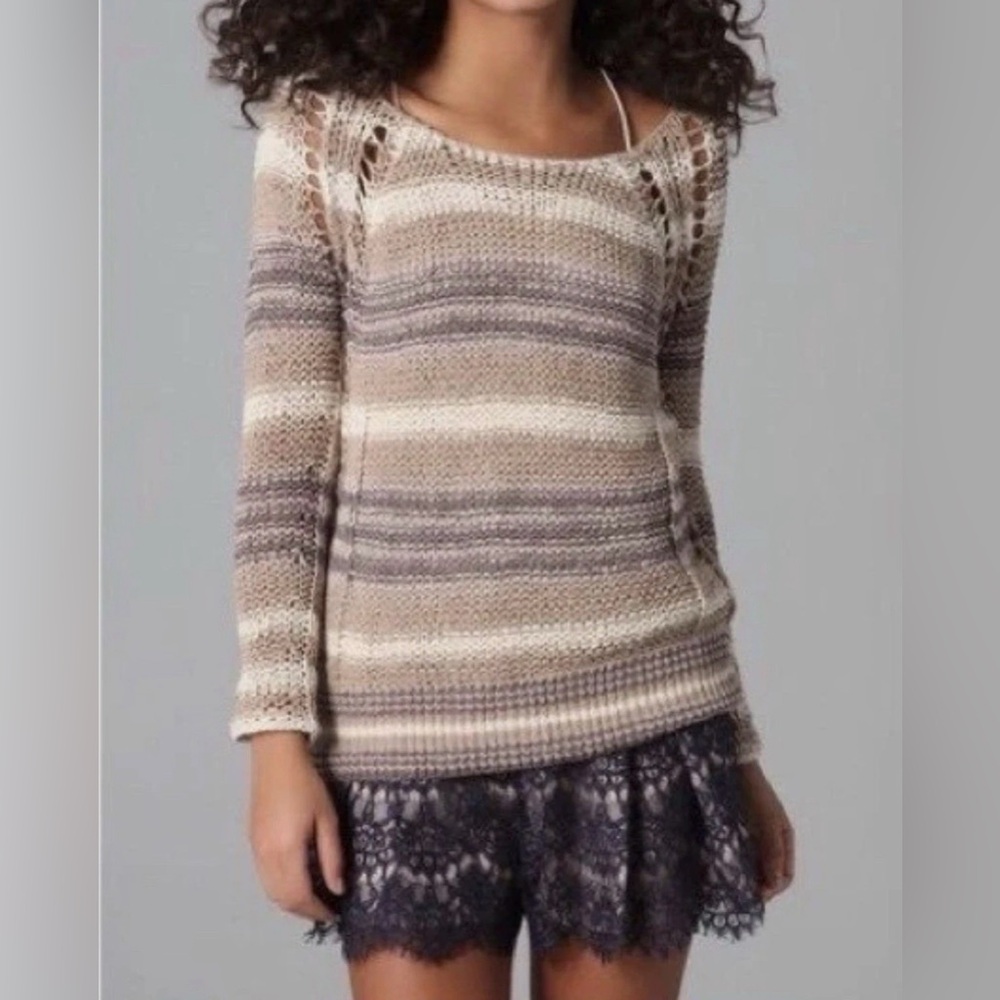 Free People Desert Moon Knit Crochet Open Knit Sweater Small Boho